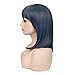 BLSWANER Denim Hair Short Straight Bob Wig Shoulder Length With Air Bangs Synthetic Wigs for Women Heat Resistant