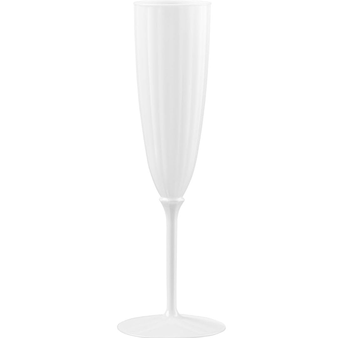 Photo 1 of DecorLine White Plastic Champagne Cups - 6 oz. (Pack of 8) - Premium Party Flutes for Gatherings, Events, and Celebrations