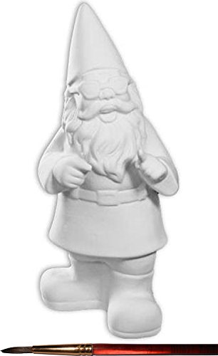 The Coolest Garden Gnome Ever and Paintbrush Set - Paint Your Own Awesomely Cool Ceramic Keepsake