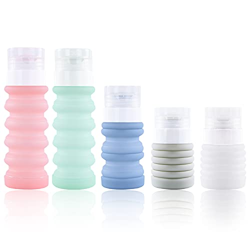 Mefold Silicone Travel Shampoo Bottles Kit TSA Approved Collapsible