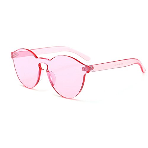 Armear Oversized One Piece Rimless Tinted Sunglasses Clear Colored Lenses (Pink, 58)