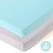 Fitted Playard Sheets - 2 Pack Mini Crib Sheet Set,Pack n Play Mattress Cover, Stretchy Ultra Soft,Teal/Grey