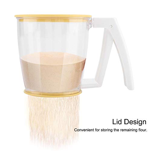 Handheld Cup Flour Sifter Mesh Crank Shaker Sieve Cup Strainer Powder