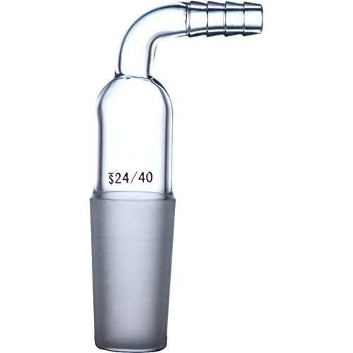 Soccerene Glass Inlet Adapter with 24/40 Inner Joint and Bent 90 Degree Hose Connecting