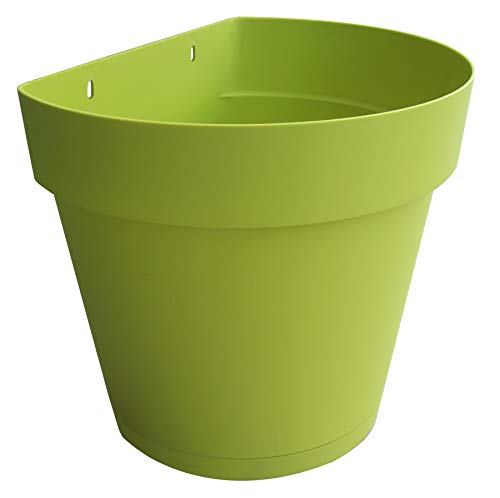 TABOR TOOLS Plastic 8.5 Inch Wall Planter Pot for Vertical Flower Garden, Living Wall or Kitchen Herbs, with Attached Saucer. VEM602A. (Lime Green)