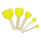 Gift Prod 20 Pcs Round Stencil Sponge Wooden Handle Foam Brush Furniture Art Crafts Painting Tool Supplies Painting Stippler Set DIY Painting Tools in 5 Sizes for Kids (20 Pcs)