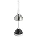 mDesign Bathroom Toilet Bowl Brush and Plunger - Pack of 2, Brushed Stainless Steel/White