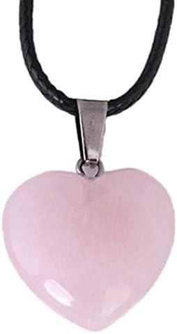Crystal Necklace, Kimloog Women's Natural Agate Stone Heart Pattern Quartz Pendant (Pink)