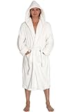 Del Rossa Mens Turkish Terry Cloth Robe, Thick Hooded Bathrobe, Large XL White (A0105WHTXL)