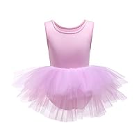 JiaDuo Girls Dance Tutu Dress Skirted Sleeveless Leotard Pink L