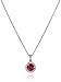Sterling Silver Round Created Ruby and Round Created White Sapphire Halo Pendant Necklace, 18