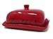 Porcelaine Butter Dish With Lid For East West Butter Great For Kitchen Storage & Decor or Gift Idea by Ashes To Beauty (Red)