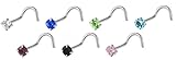 20g Surgical Steel 3 mm Cubic Zirconia Crystal Nose Screw *Choose Color*