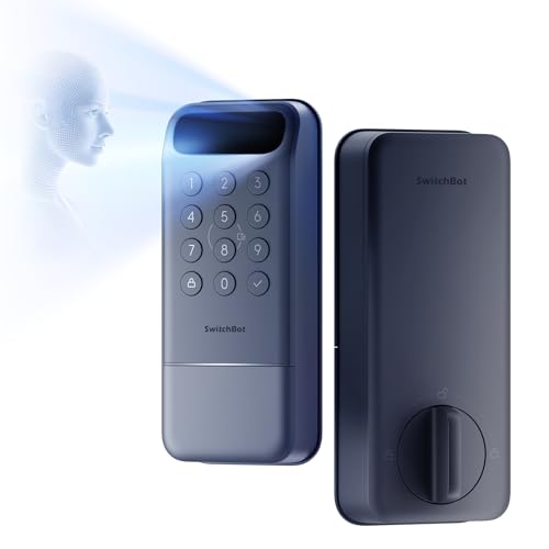 SwitchBot Lock Vision, 3D Face Recognition Smart Lock, Deadbolt Keyless Entry, DualPower 12-Month Battery, WiFi No Hub Required, Matter Over WiFi, Works with Apple Home, Alexa, Google, IP65