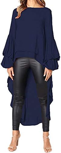 TeasyDay Coats Irregular Ruffles Shirt for Women, Leopard Sweatshirt, Fashion Long Sleeve Pullovers Tops Blouse