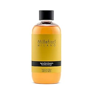 Millefiori Milano Scented Reed Diffuser Refill | Legni e Fiori d’arancio | 250 ml
