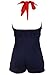 Bow Front Navy Blue Vintage Pin up Rockabilly Women's Swimsuit Swimwear