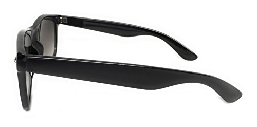 WebDeals - Color Mirror Reflective Clear Dark Horn Rimmed Large Square Sunglasses (Black, Gradient Lenses Smoke) - Thumbnail 4