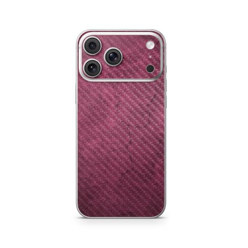 Carbon Fiber Phone Skin Compatible with Apple iPhone 17 Pro Max - Pink Gravel -…