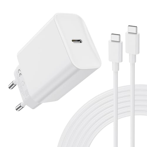 30W Cargador USB C for iPhone 17 16 15/17 16 15 Pro/17 16 15 Pro Max/17 Air/16 15 Plus/iPad Pro/iPad Air, Samsung Galaxy, Carga Rapida Charger Enchufe Rapido Adaptador Corriente con 2M Cable
