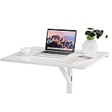 Tangkula 31.5" x 23.5" Wall-Mounted Table, Drop-Leaf Wall Mounted Table, Floating Table Space Saving Hanging Table for Study, Bedroom, Bathroom or Balcony, Folding Table (White)