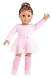 DreamWorld Collections - Practice Time - 4 Piece Outfit - Pink Leotard, Skirt, Leg Warmers and Ballet Slippers - Clothes Fits 18 Inch American Girl Doll (Doll Not Included)