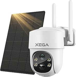 Xega 4G LTE Cellular Security Camera Solar with SIM Card【2 Pack】 Wireless Outdoor No WiFi Security Camera,2K HD PTZ Night Vision Motion Detection 2 Way Talk TF&Cloud Storage IP66, Built-in SIM Card