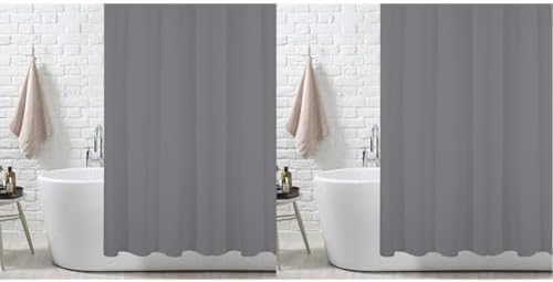 ANSIO® Shower Curtain Mould and Mildew Resistant 180 x 200 cm (71 x 79 Inch) | 100% Polyester - Charcoal Grey (Pack of 2)