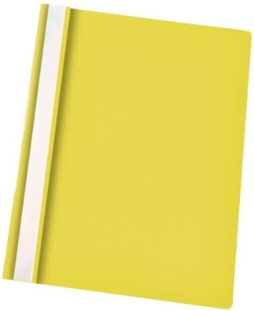 Esselte 56281 Lightweight Plastic Report A4 Flat File Clear Front - Yellow, Pack of 25