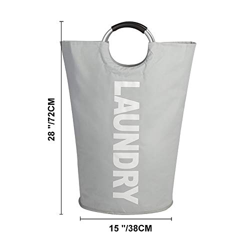Large Laundry Basket, Collapsible Fabric Laundry Hamper, Foldable Clothes Bag, Folding Washing Bin for College Dorms Family (Grey)