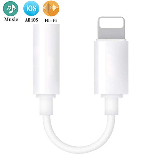 for iPhone Headphone Jack Adapter to 3.5 mm Headphone Jack Adapter for iPhone X/XS/XR/8/8 Plus Converter Accessories Cable Splitter Audio Jack Headphone Cable Earbud Adapter Support All iOS Systems