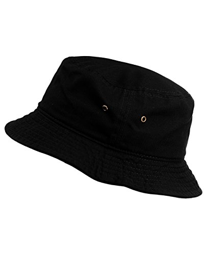 NYFASHION101 Fashionable Unisex Solid Color Lightweight Cotton Bucket Hat, Black, L/XL