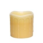 Led Candles-Melted Dripping Flickering Flameless Pillar Wax Candle With Timer,6X6 inch,Ivory