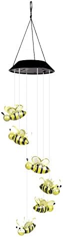ECBUY Solar Powered Colour Changing LED Bee Wind Chime Outdoor Garden Metal Wind Chime, Waterproof Mobile LED Hanging Lamps Indoor Outdoor Decoration Illumination