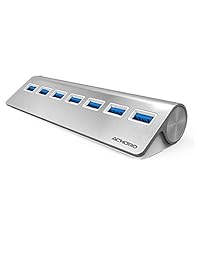 Achoro 7 Ports USB 3.0 High-Speed USB Hub - Triangle Aluminum Alloy Seven Ports Data Transfer USB Hub Compatible with PC, iMac, MacBook, Windows, USB Flash Drive, Hard Drive, and More