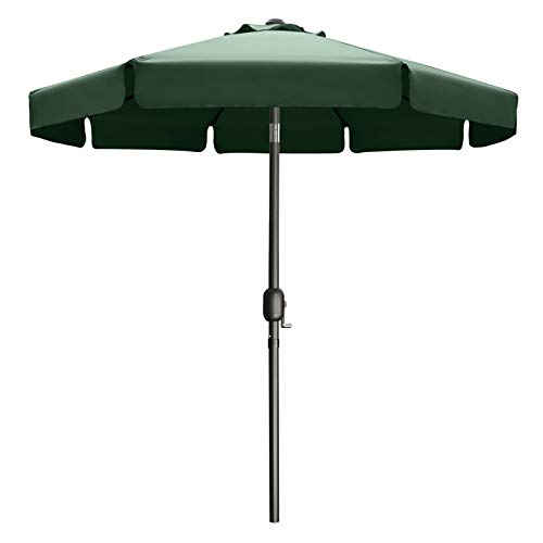 MasterCanopy 230 cm Sonnenschirm mit Volant Patioschirm Gartenschirm Terrassenschirm Tischschirm Martkschirm, Dunkelgrün