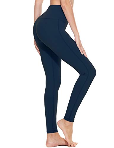 BALEAF Women’s Yoga Leggings High Waisted Tummy Control Pants Non See-Through Fabric Denim Blue Size XL