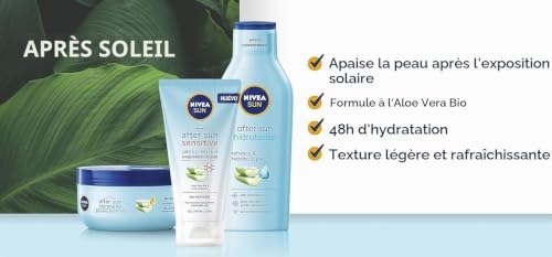 After Sun Sensitive Gel-Crema (1 x 175 ml), crema calmante con aloe vera, crema hidratante para piel sensible y con alergia al sol