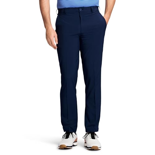 IZOD Men’s Golf Swingflex Straight-Fit Flat-Front Pants, peacoat, 34W X 32L