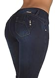 Style N491SK– Colombian Design, Butt Lift, Levanta Cola, Stretch Skinny Jeans in Dark Blue Size 11