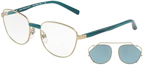 Rx Eyeglasses Frames A02024 001/80 52-18-140 Gold Petrol w/Clip