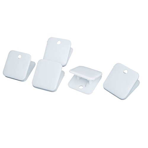 Home Mart Plastic Office School Square Spring Loaded Paper Clamp Memo Note Clip 5pcs White