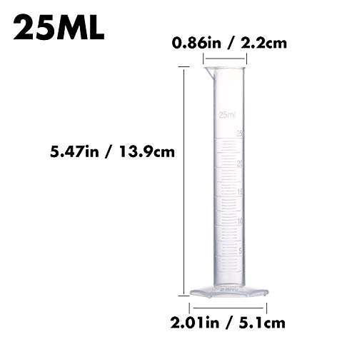 Young4us Measuring Cylinder Set, 4 Sizes Graduated Polypropylene Lab Test Tubes in 100 ml, 50 ml, 25 ml, 10 ml for Laboratory, Science Experiments with 4 Plastic Droppers in 3 ml - Thumbnail 3