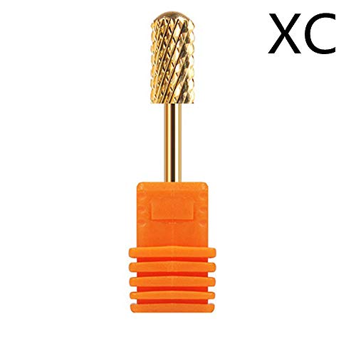StyleZ Carbide Rotary Nail Drill Bit F M C XC w/Smooth Round Top For Nail Art Salon Manicure (Gold-XC)