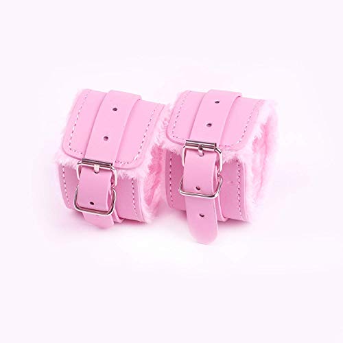 Aomeiter Super Soft Comfortable Leather Adjustable Handcuff Soft Fur Leather Handcuffs Multifunctional Bangle