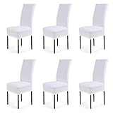 CosyVie Super Fit Universal Stretch Dining Chair Covers, Removable Washable Slipcovers for Dining Room Chairs 6 Pcs/Pack (White)