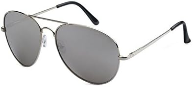 Epic Brand Aviator Sunglasses - 100% UV400 Non-Polarized 58mm Lenses (Silver, Mirror)