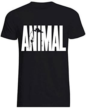 Men's Sport Printed ANIMAL Bodybuilding Shirt Stringer Workout Fitness Gym (M, Black)