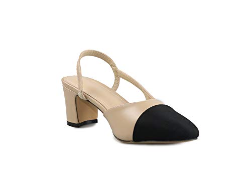 two tone block heel slingback