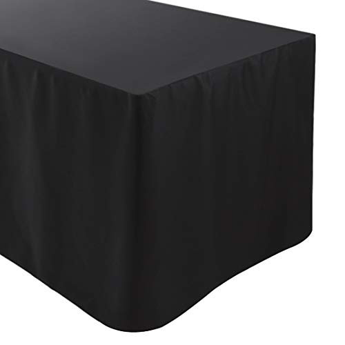Waysle 8 Feet (L x W: 96"x30") Rectangle Fitted Tablecloth for Wedding Party Banquet,Polyester Cloth Fabric Cover, Black